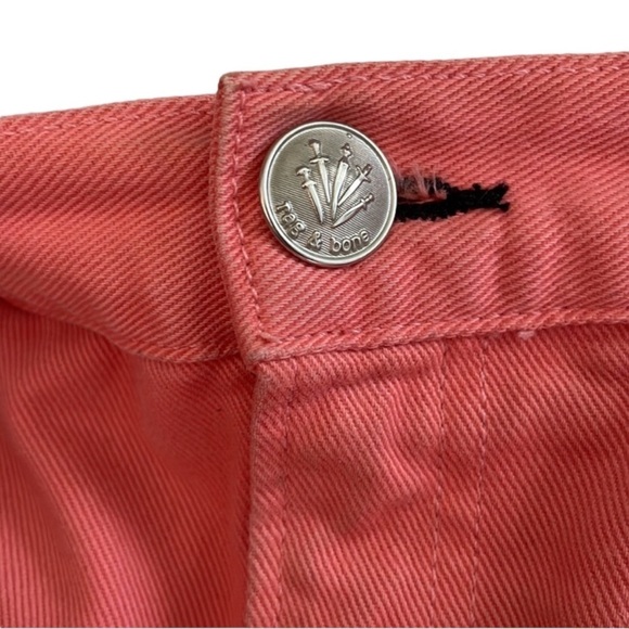 RAG & BONE High Waist Moss Denim Mini Skirt w/ Raw Hem in Coral Haze Size 24 - Picture 5 of 7